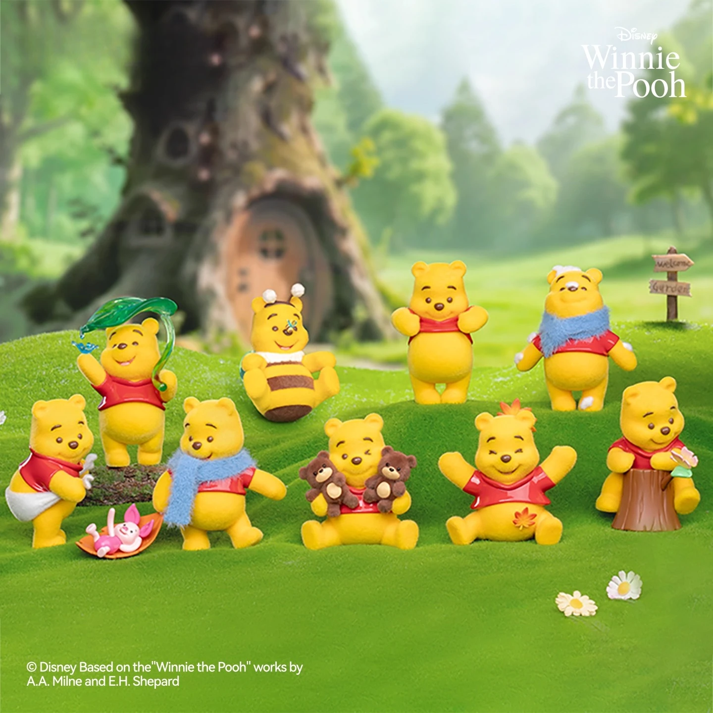 Caja ciega de Winnie de Disney The Pooh Happy Moments, figura coleccionable de dibujos animados, Idea de regalo de cumpleaños, decoración de escritorio, regalo de dibujos animados