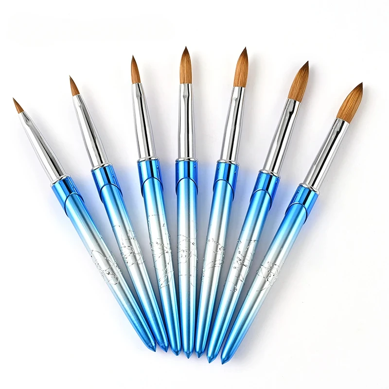 

Blue Kolinsky Nail Art Brush Manicure Tools Painting Carving Nail Pens Gel Nail Polish Builder Hair Acrylic Brushes For Nails