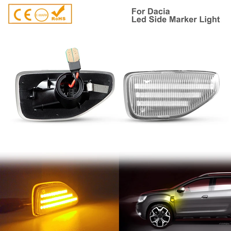 

2PCS LED Dynamic Side Marker Turn Signal Light For Dacia Logan 2 Sandero 2 Duster Renault Stepway Sandero Indicator Lamp