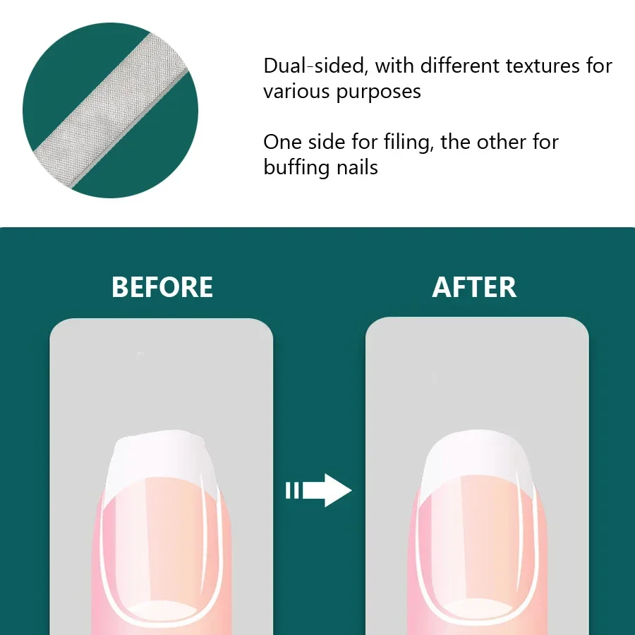 2-teiliges Nagelfeilen-Set aus Edelstahl mit 4 Seiten, professionelles Schleifen, Polieren, Nagelkunst-Schönheitswerkzeuge