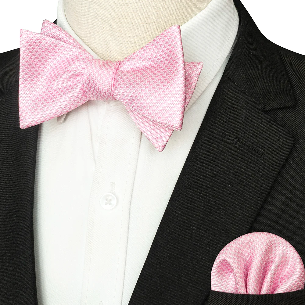 EASTEPIC Gestreifte Fliege für Herren, Einstecktuch-Set, kariertes Accessoire, Paisley-Krawatte, Blumenmuster, gepunktet, reines Schwarz, Abendparty – Detail 18