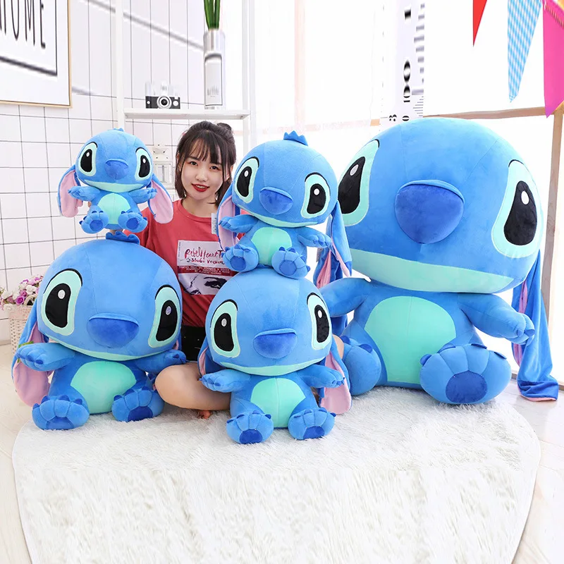 25-55cm Cute Large Stitch Angel Plush Toy Anime Surrounding Plush Fill Doll Throw Pillow For Children And Girls Birthday Gift