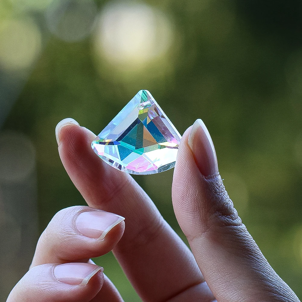 2pcs 30mm AB Diamond Crystal Suncatcher Hanging Prism Chandelier Lamp Pendant Rainbow Chaser Window Garden Decor DIY Jewelry