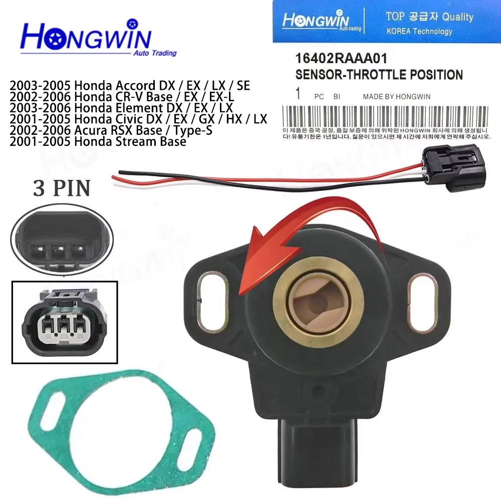 16402-RAC-A01 16402-RAA-A01 Throttle Position Sensor & Wire Fit Honda Accord CR-V Element Civic Stream Acura RSX 16402-RAA-A00