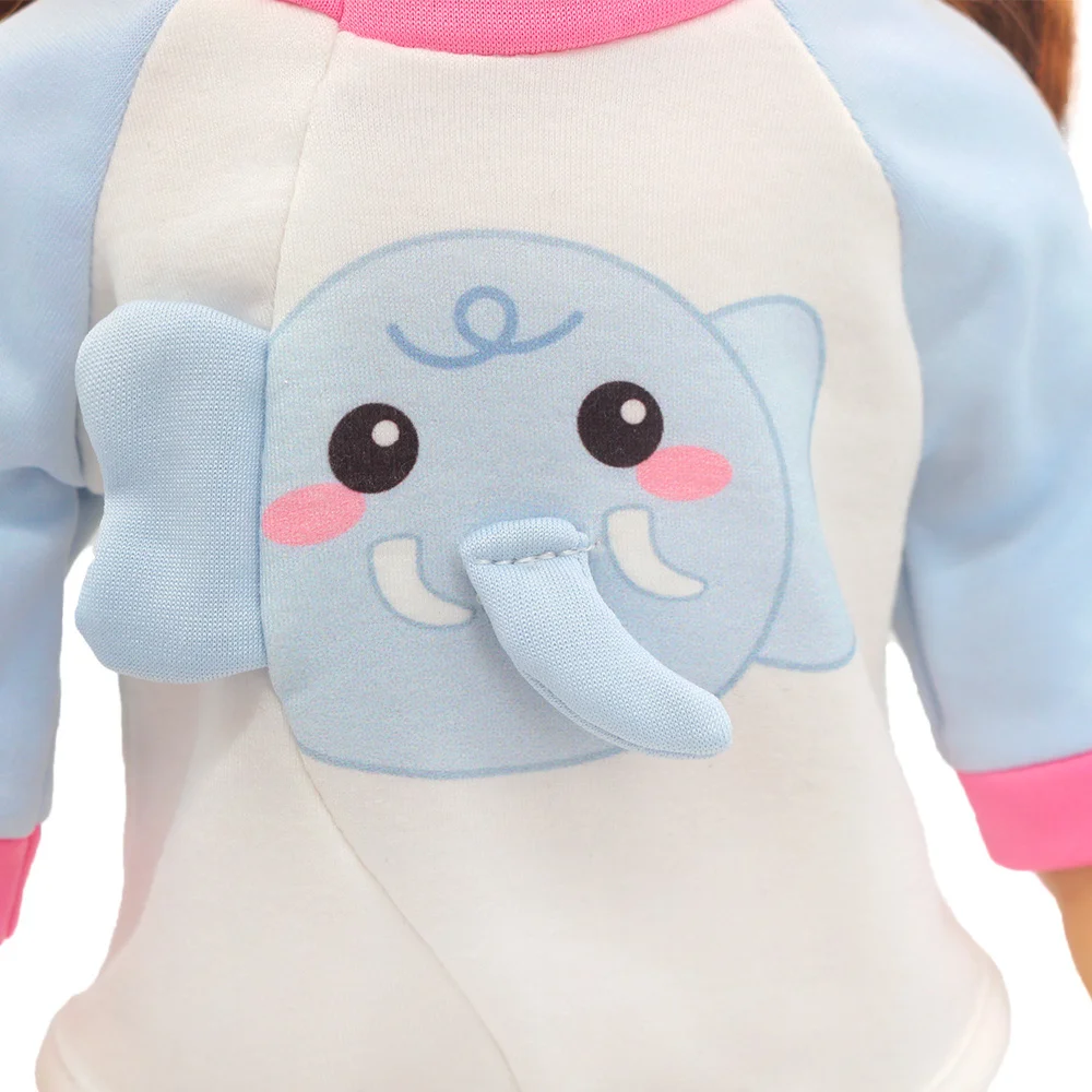 女の子用の白と青の象の人形の服,人形用のロンパース,18インチのスーツ,54.7 cm,アメリカの人形に適した1セット