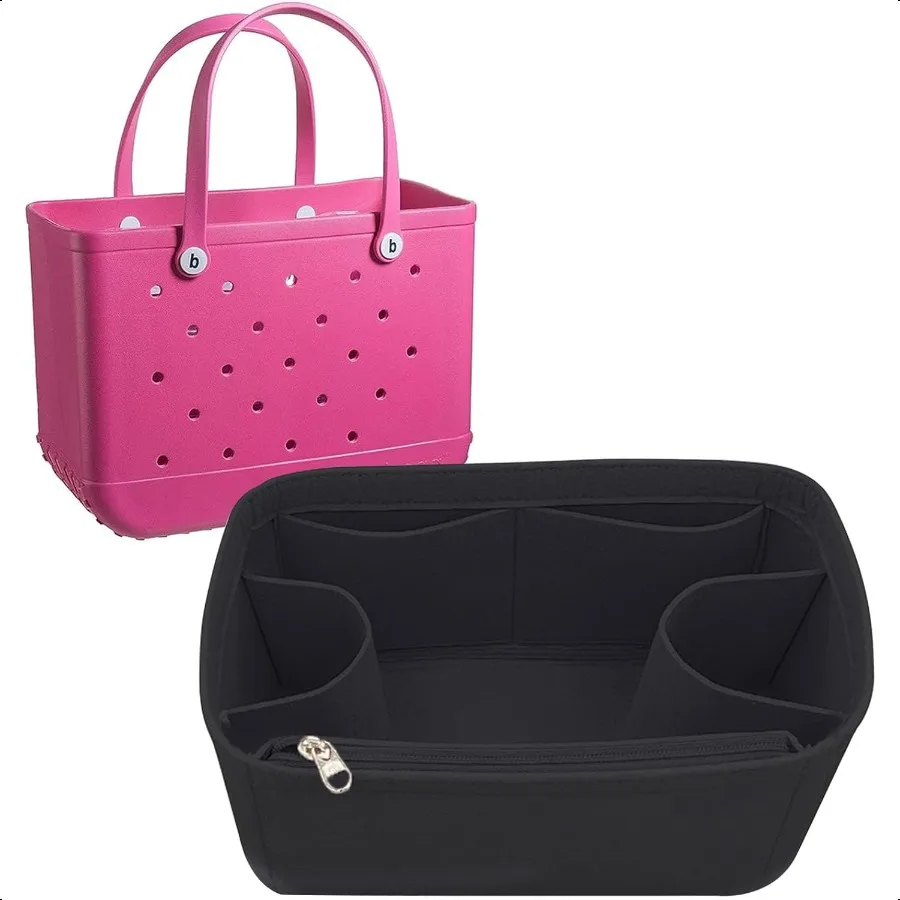 

Purse organizer inserts for rubber beach bag with Borg bag handbag organizers inserts Y015blackM