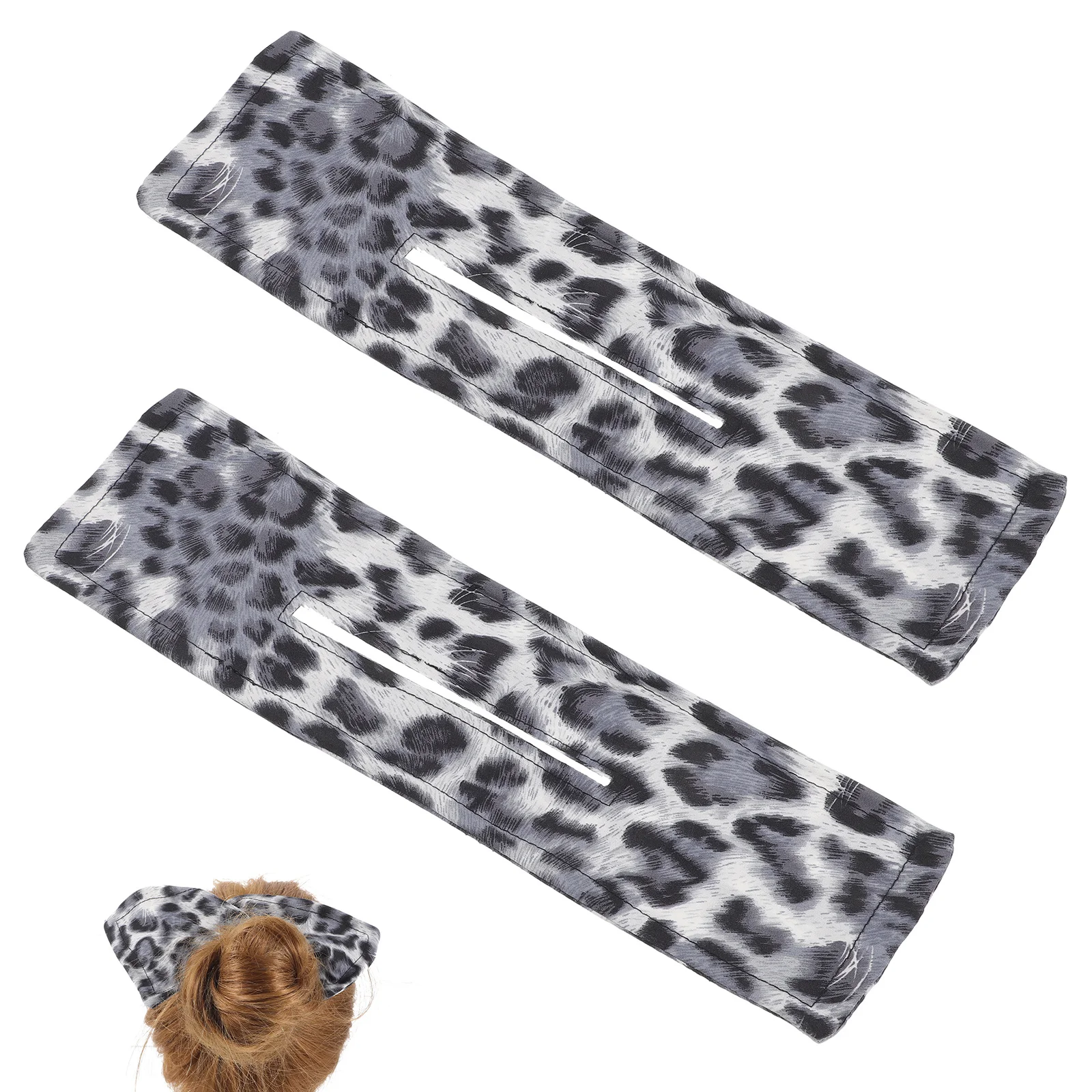 

2Pcs Leopard Print Hair Band Premium Hair Bun Shaper Quick Style for Women Yoga Running Travel Use