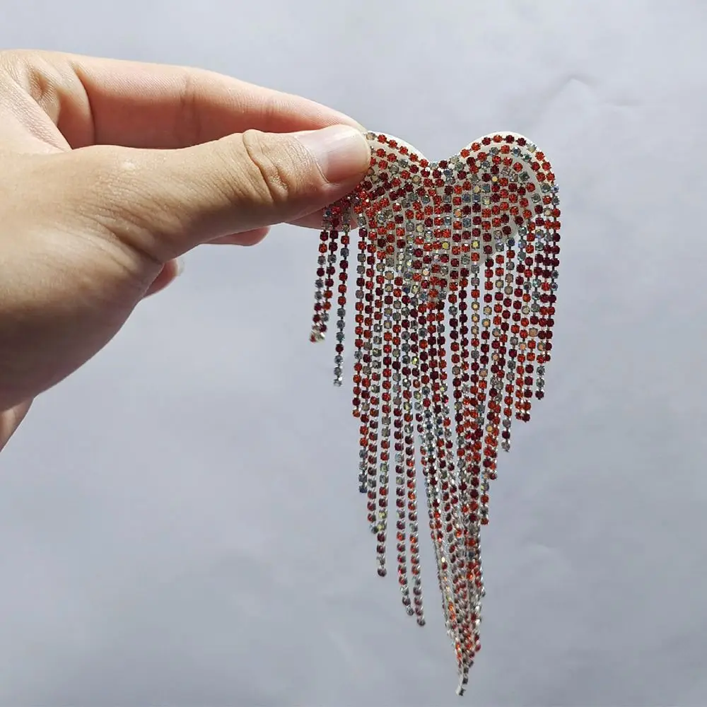 Delicate Retro Heart Tassel Epaulette Punk Long Chain Brooch DIY Beaded Shoulder Brooch Men Women