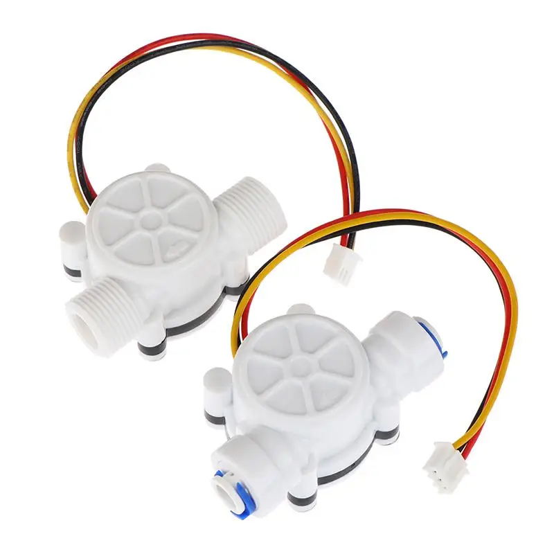 White PE Flow Sensor Series Digital Liquid Flow Sensor YF S401 S402 G3/4 G1/2 Hall Effect Inline Meter For RO Machine