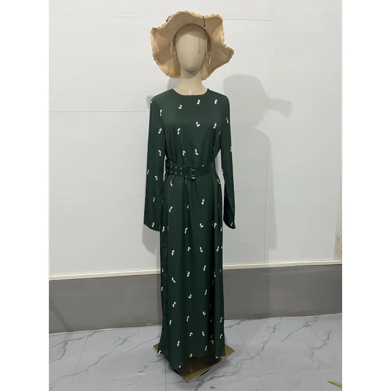 Autumn New Fashionable Elegant Long Sleeve Slim Fit Ruffled HemALong Dress with Letters