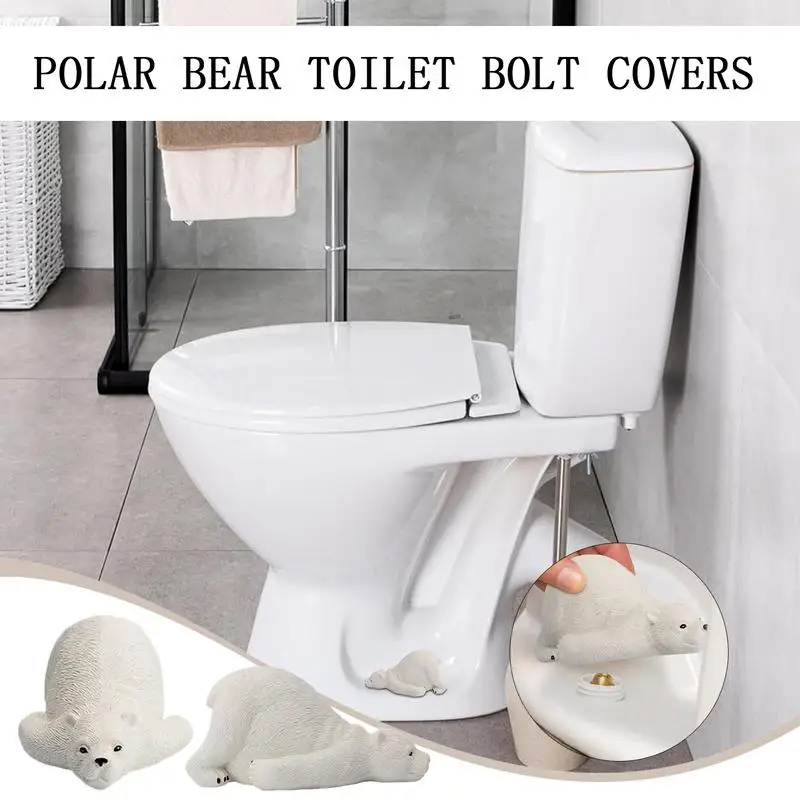 Decorative Toilet Caps 2 Pcs Resin Polar Bear Shape Toilet Accessories Cute Toilet Covers Decorative Toilet Caps