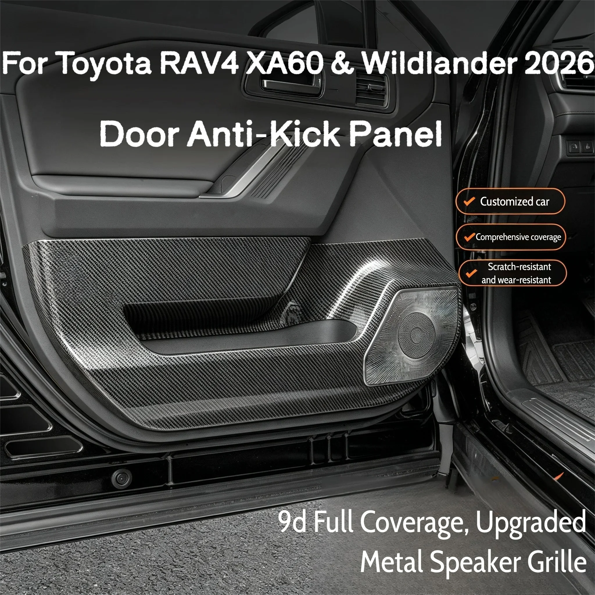 For Toyota RAV4 XA60 & Wildlander 2026 ABS Carbon Fiber Inner Gate Door Panel Protection Anti Kick Cover Car Interior Stickers