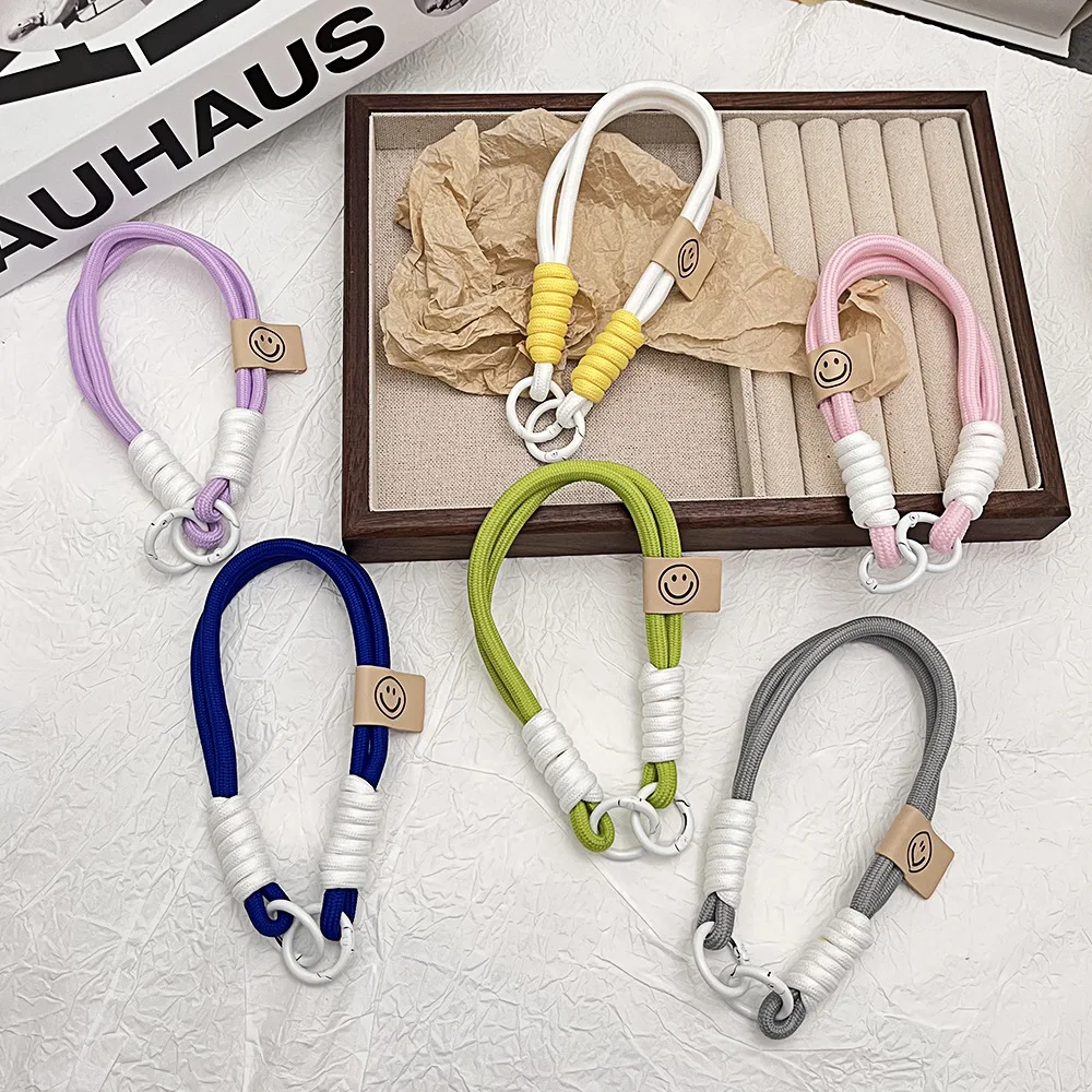 2pcs 16cm Woven Strap double-buckle phone lanyard for keychain, anti-loss wrist strap, bag/water bottle lanyard, phone chain