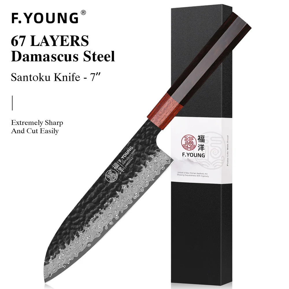 F.YOUNG Japanisches Kochmesser, Damaststahl, professionelle Küchenmesser, Fleischschneiden, Sashimi Utility, handgeschmiedete Kochutensilien 3