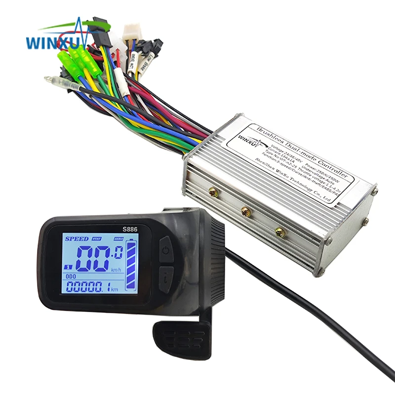 

24V 36V 48V 250W 350W 13A 15A Brushless Motor Drive Controller S886 LCD Display With Thumb Throttle E-Bike Repair Universal Kit
