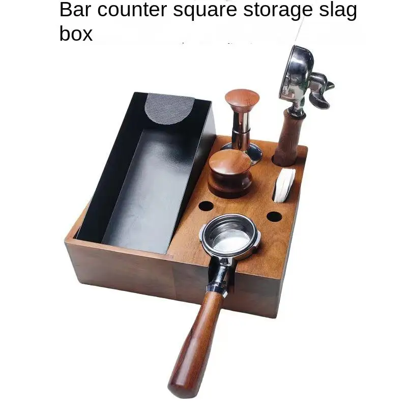 Multifunction Wooden Espresso Knock Box And Tamping Station 51/54/58mm Coffee Anti-Pressure Walnut Pad Stand Coffee Tool Rack