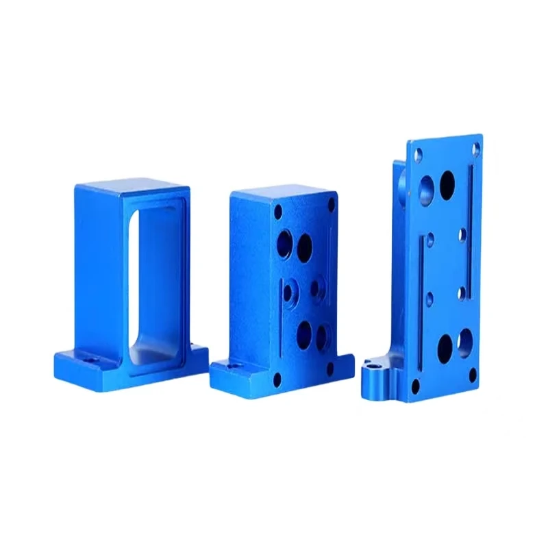Custom aluminum alloy blue anodized CNC machining mechanical bracket holder for industrial parts
