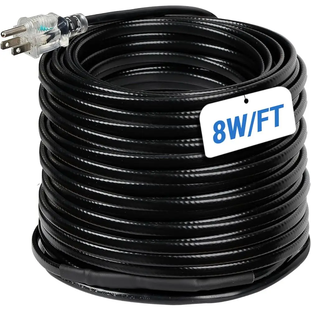 

Тепловая лента для крыши и желобов 152 фута, кабель для обогрева крыши 8 Вт/фу с 60 зажимами и прокладками, саморегулирующийся тепловой кабель со светодиодной вилкой