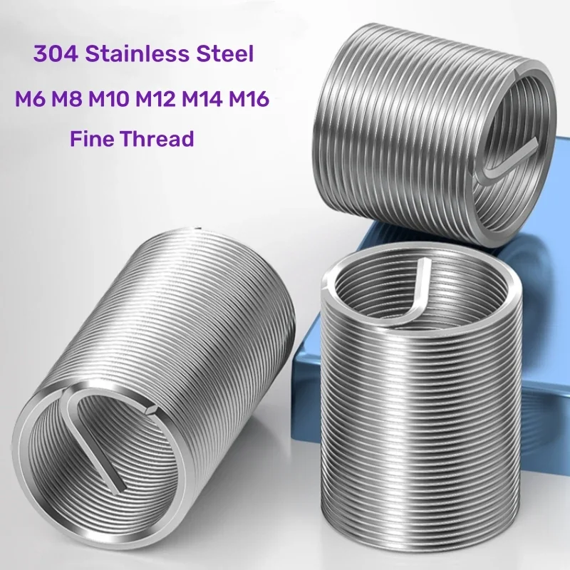 Fine Thread Wire Thread Insert M6 M8 M10 M12 M14 M16 304 Stainless Steel Helicoil Insert Wire Threaded Inserts Thread Repair