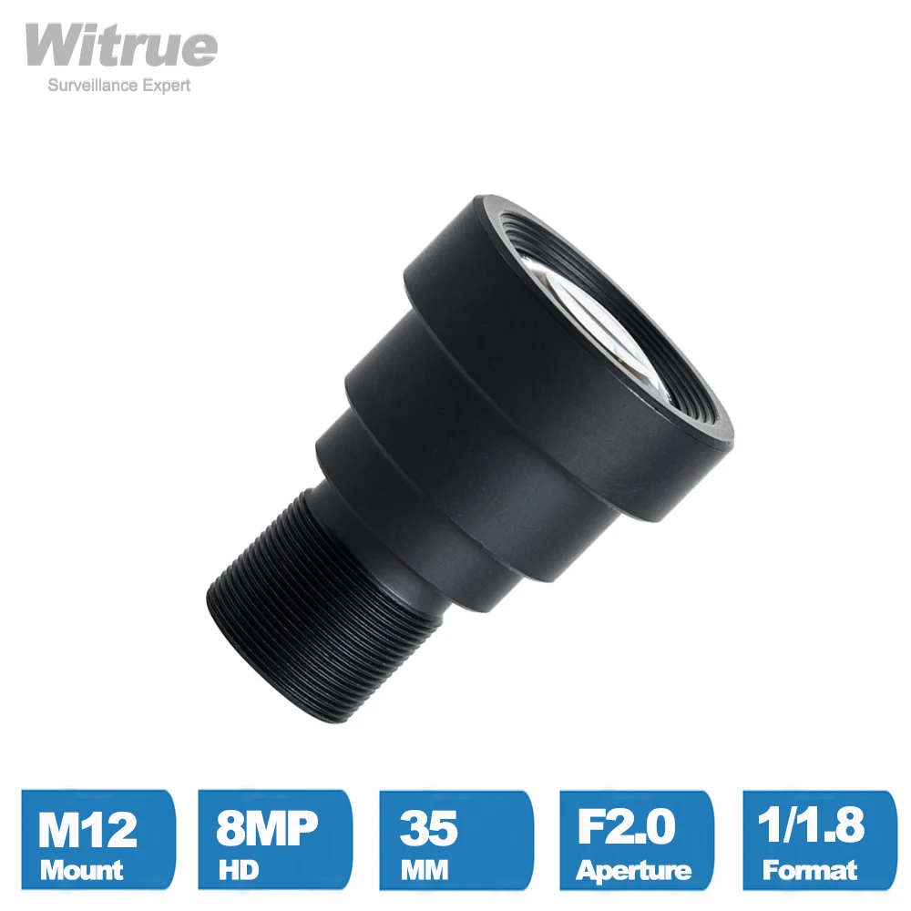 Witrue 4K Camera Lens 8 Megapixel M12 Fixed Lenses 35mm 1/1.8 inch with 650nm IR Filter for Action Cameras