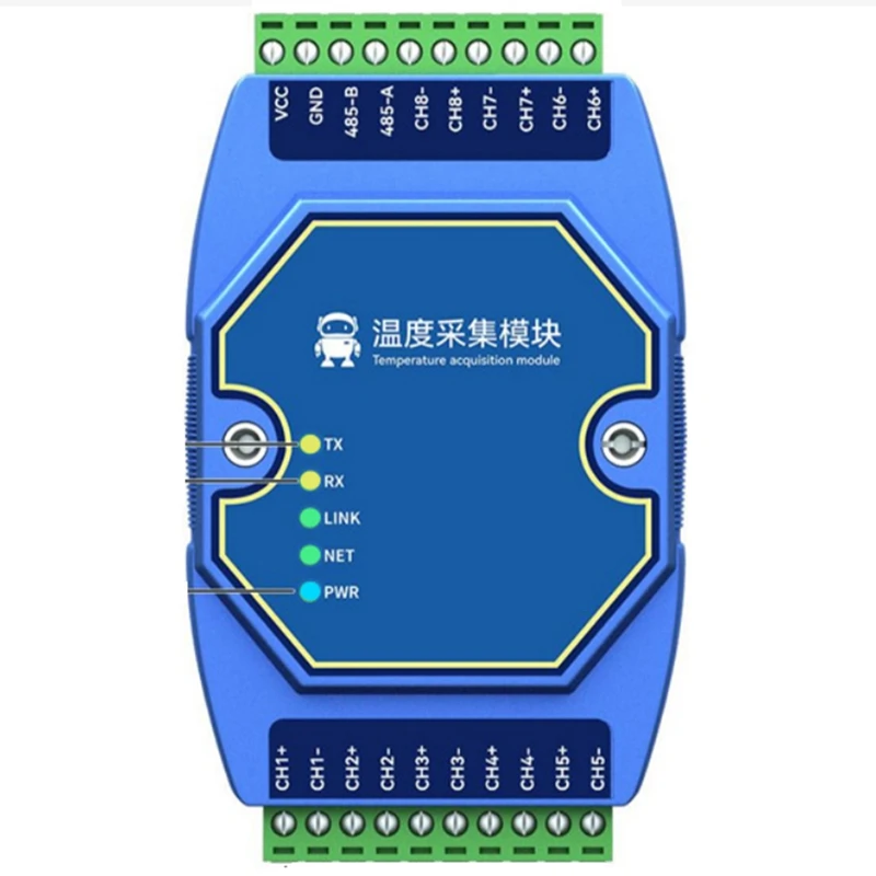 

8 Way Temperature Acquisition Module Modbus RS485 PT100 RTD Gateway Watchdog DNS Industrial