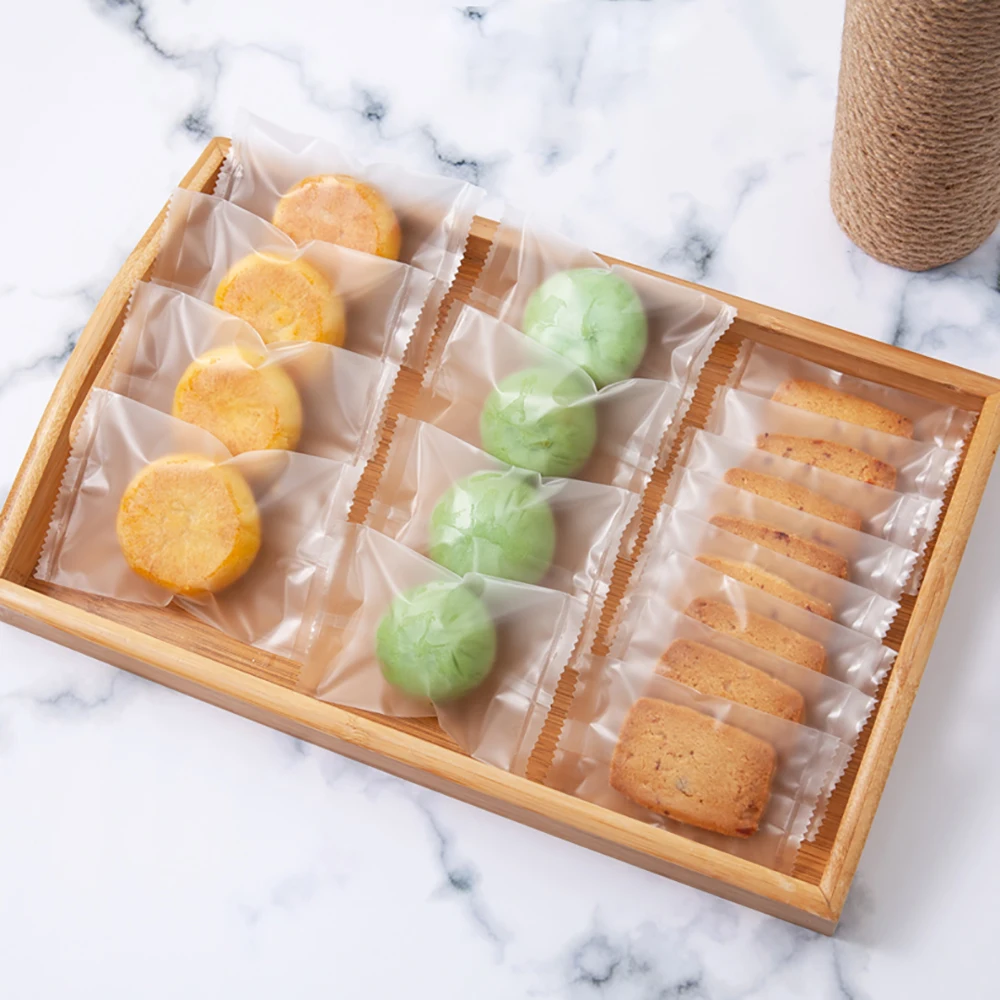 100pcs Serrated Frosted Plastic Bag Machine Seal Gift Decoration bags DIY Biscuit Candy Snack Packing Pouch Baking Accessories