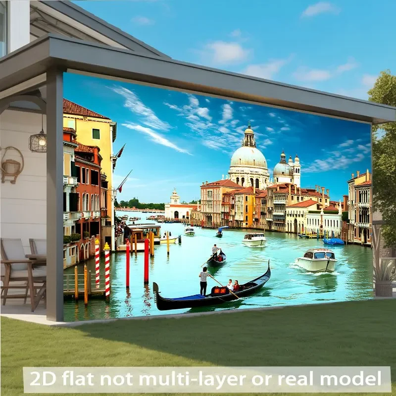 Venice Italy Canal Gondola Basilica Cityscape Tapestry 2D Flat Printing Wall Hanging Backdrop for Living Room Bedroom European