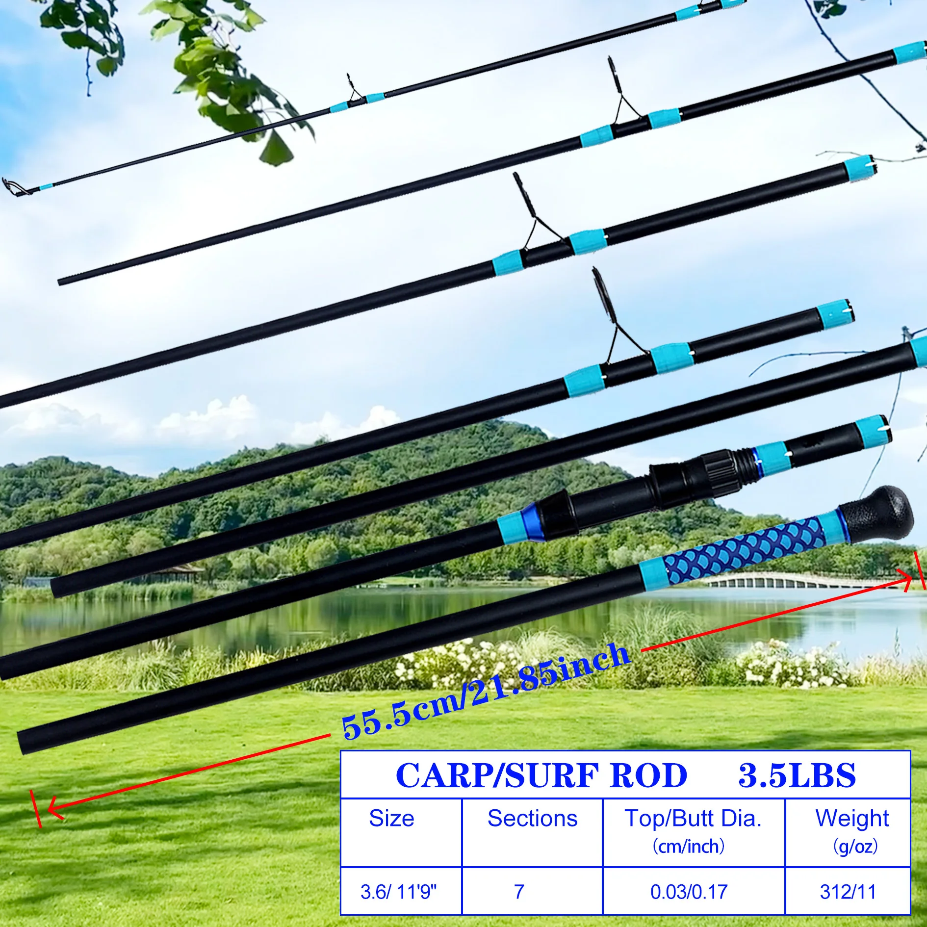 صنارة صيد سمك الشبوط المحمولة من ألياف الكربون، قضيب ركوب الأمواج، 3 أمتار، 3. 6 أمتار، حلقات توجيه سيراميك، ألياف كربون عالية، جسم قضيب قوي، خفيف الوزن، مناسب لصيد الأسماك في مياه مختلفة، مقبض معزول، قبضة مريحة، فارغة كربون عالية الجودة، يحسن الأداء العام لقضيب الصيد وحساسية للقضيب.