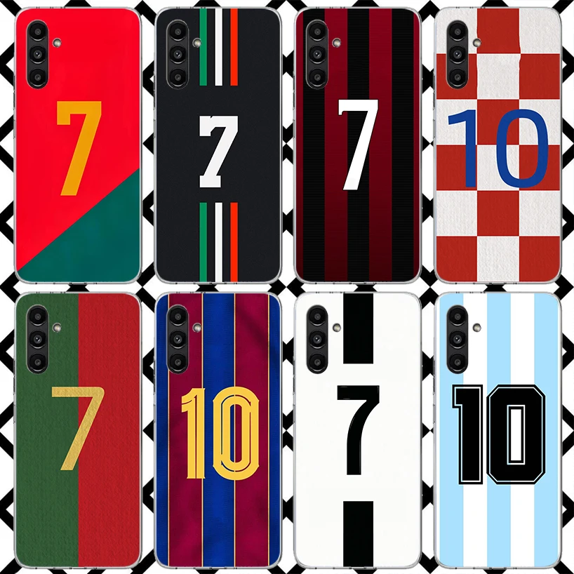 Capa de Telefone FootBall SuperStar Número C 7 10 para Samsung Galaxy A17 A37 A57 A16 A26 A36 A56 A15 A25 A35 A55 A14 A24 A34 A54 A13 A