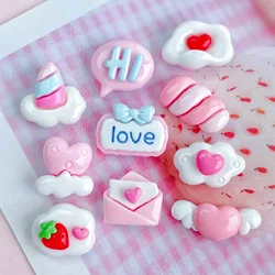 20Pcs Pink Mini Resin Love Cloud Love Wings Envelope Nail Art Accessories Decoration Gem Small Junk Phone Case Diy Craft Charm