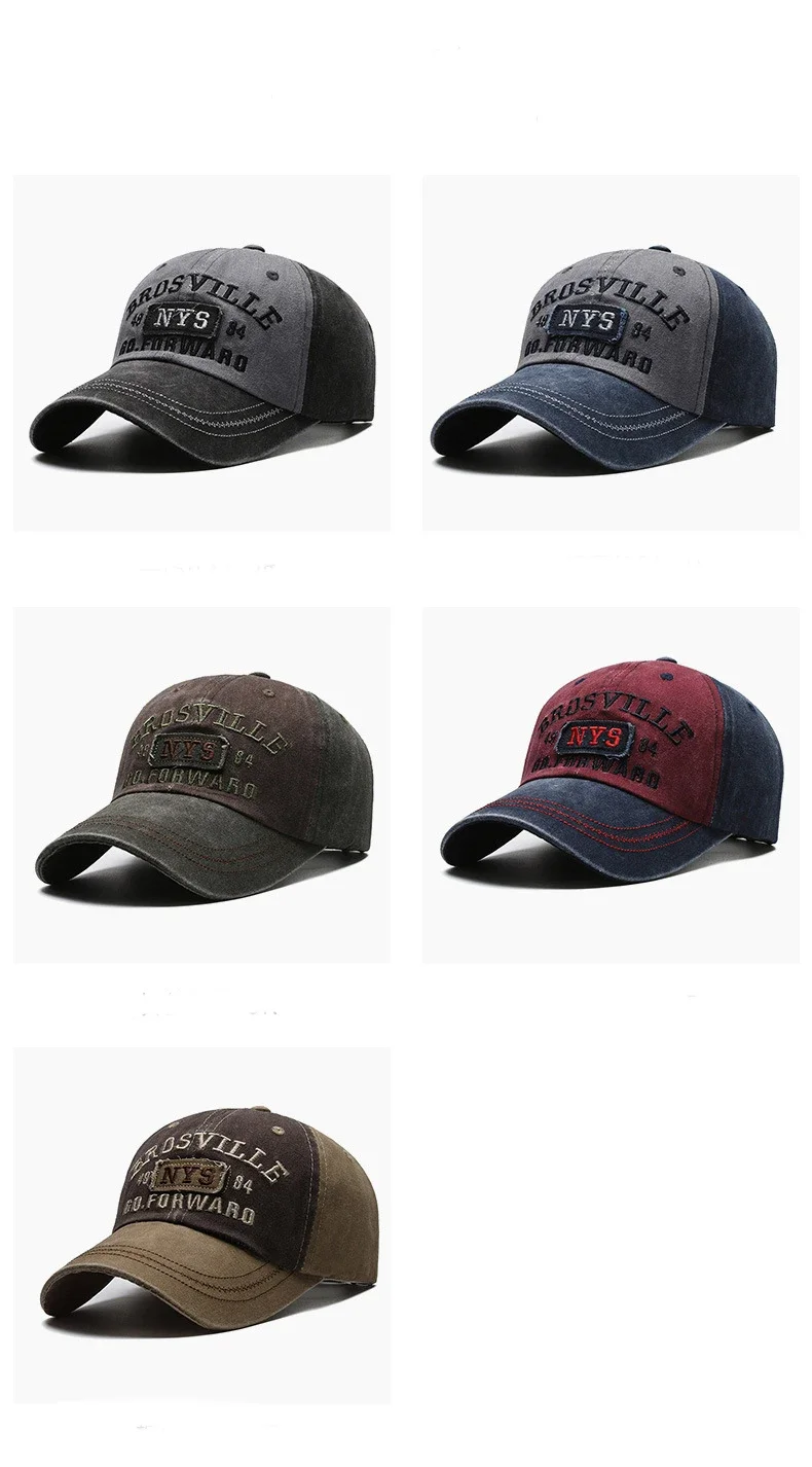 Europäische und amerikanische gewaschene Denim-Kappe mit alter gebogener Krempe, mit Alphabet bestickte Baseballkappe, Outdoor-Sonnenschutz-Sonnenschutzhut – Detail 3