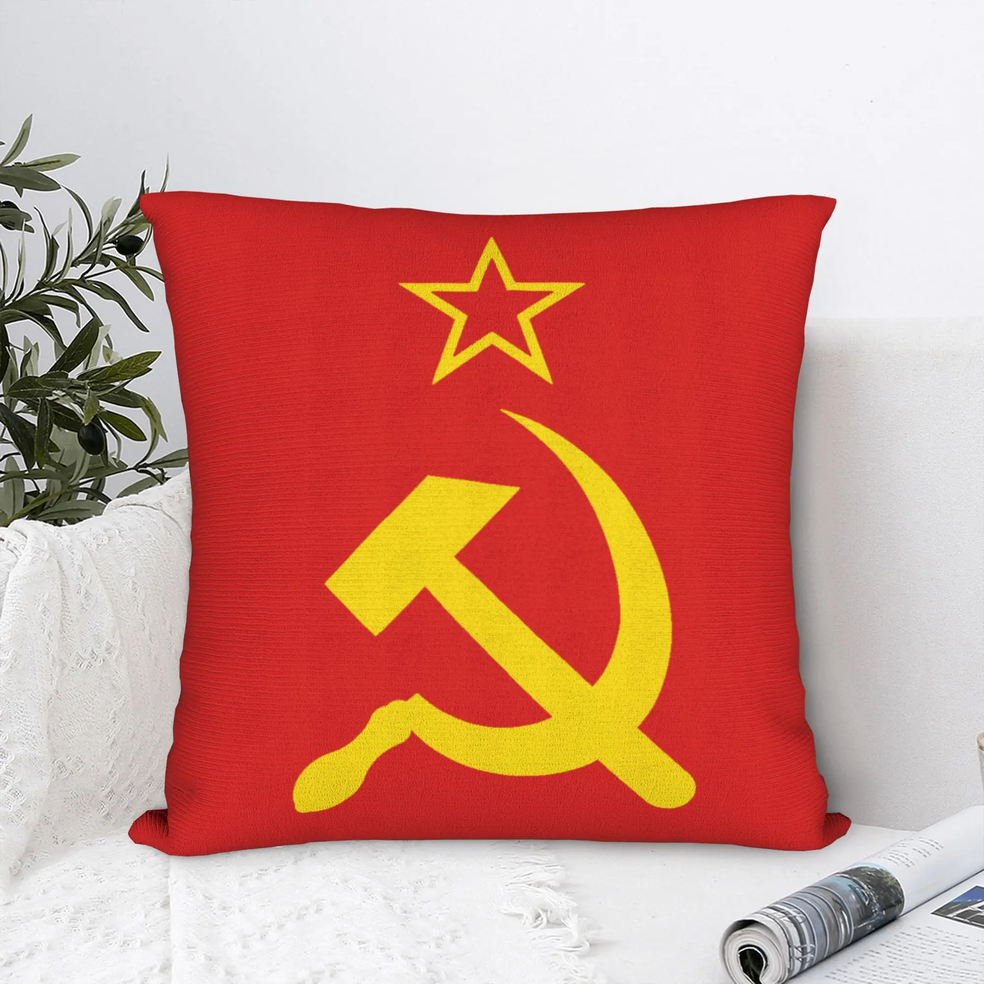 USSR Soviet Union Russian CCCP Pillowcase Printed Polyester Cushion Cover Gift Hammer Sickle Throw Pillow Case Cover Home Zipper