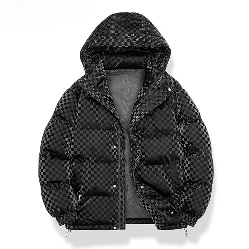 New Arrival Casual Mens Winter Trendy Hooded Bread Couple Bright Face Starry Thickened Coat Cotton-padded Jackets