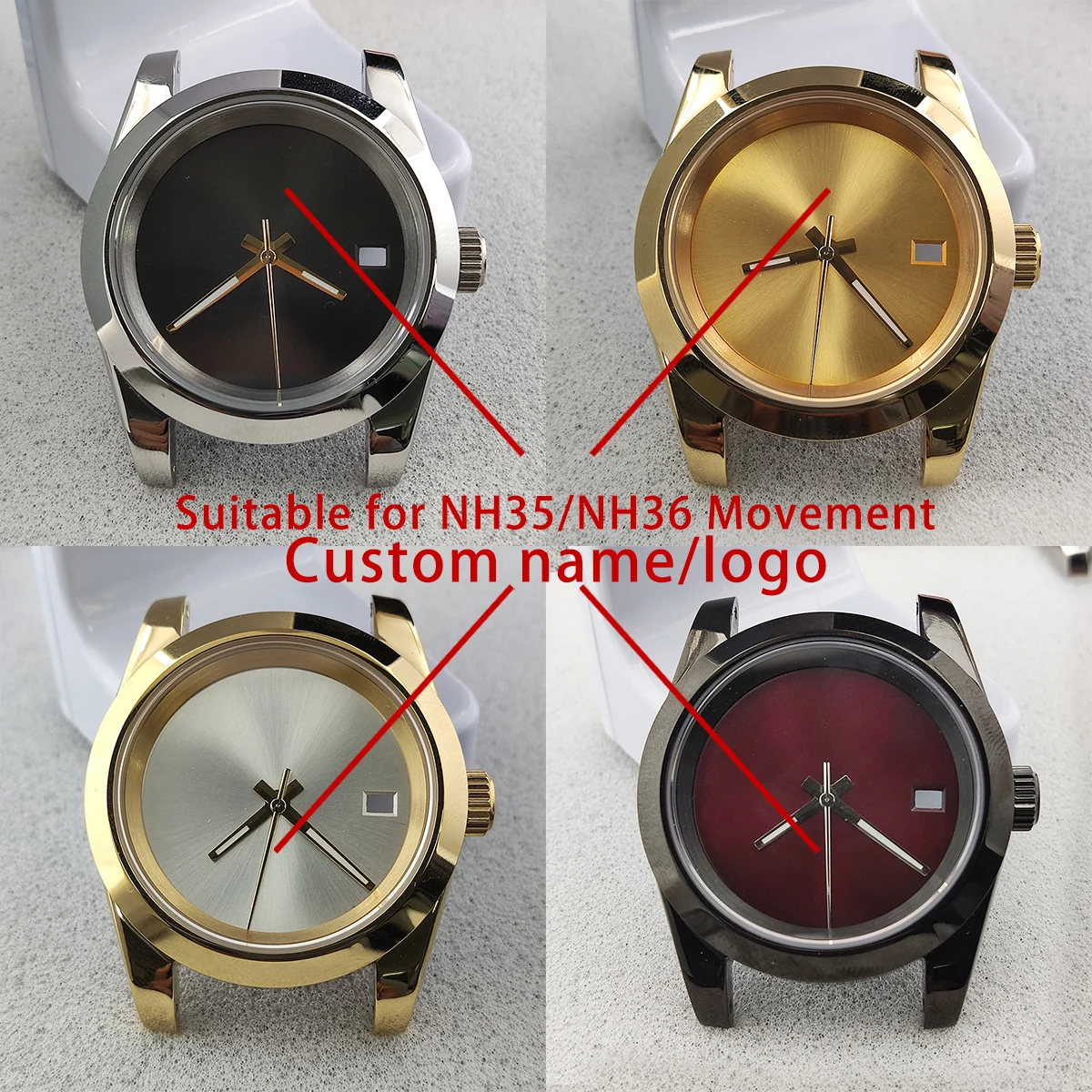

39MM Case NH35 case stainless steel case with dial and hands stainless steel strap suitable for NH35/NH36 movement