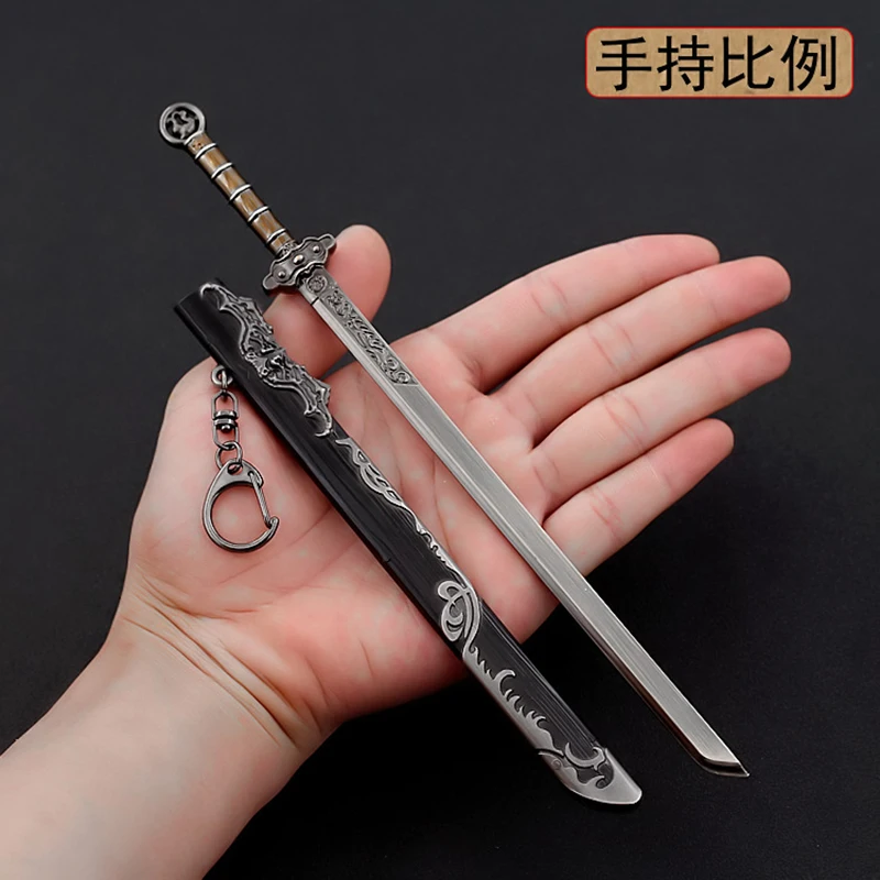 22cm Ancient Chinese Military Standard Straight Blade Sabre Metal Weapon Model Ornament Decoration Collection 1/6 Doll Equipment