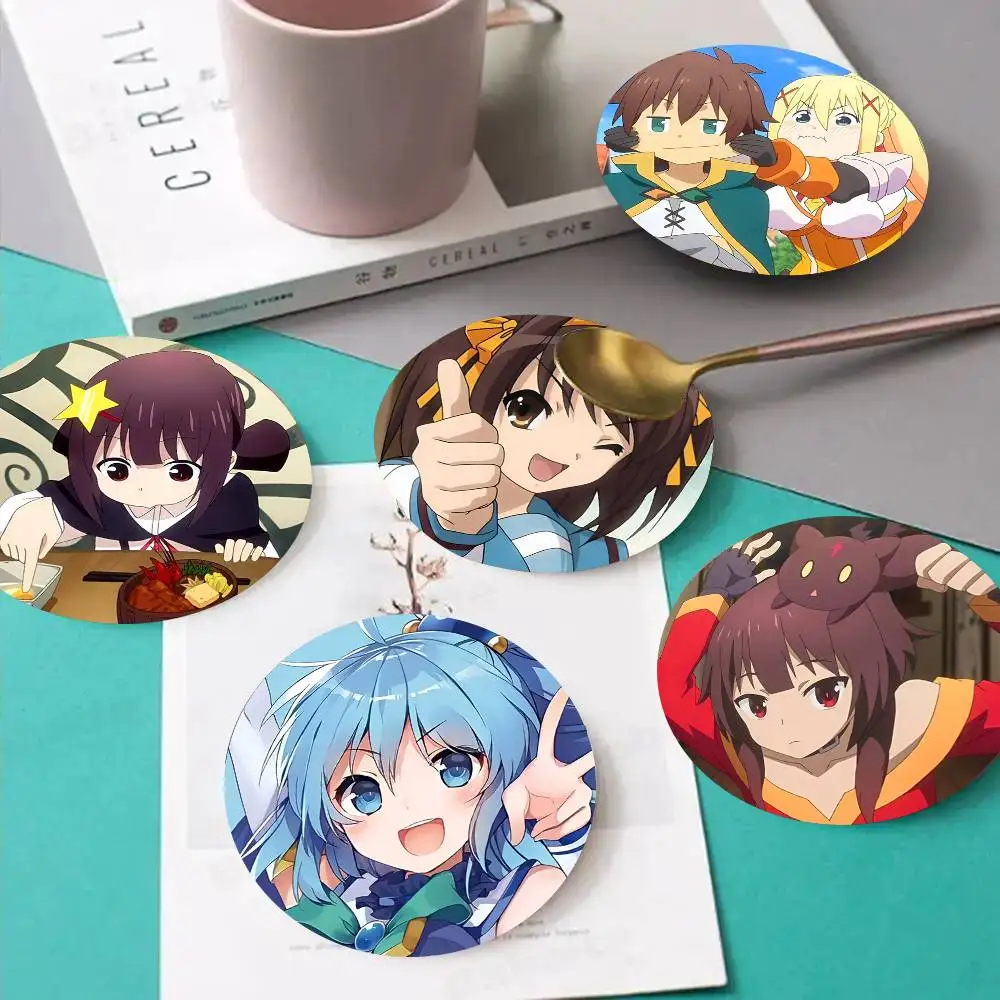 1pc Konosuba Gods Blessing On This Wonderful World Wooden Coaster Colour Printing Cup Mat Home Desk Decoration Gifts