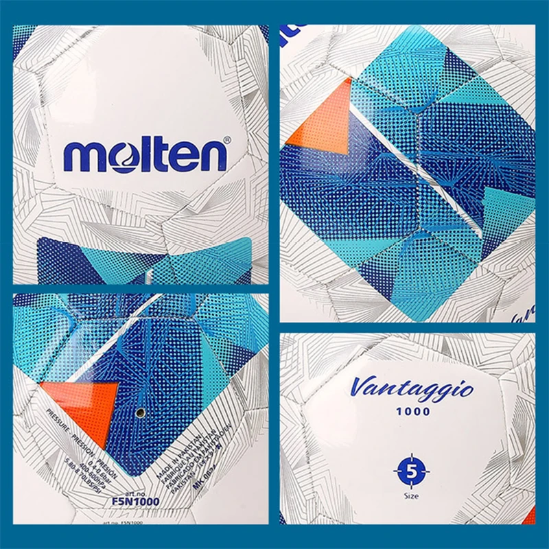 Molten ลูกฟุตบอลอย่างเป็นทางการขนาด 5 ขนาด 4 เย็บด้วยเครื่องจักรคุณภาพสูงวัสดุ TPU นุ่มกลางแจ้งฟุตบอลการฝึกอบรมทีม Futbol