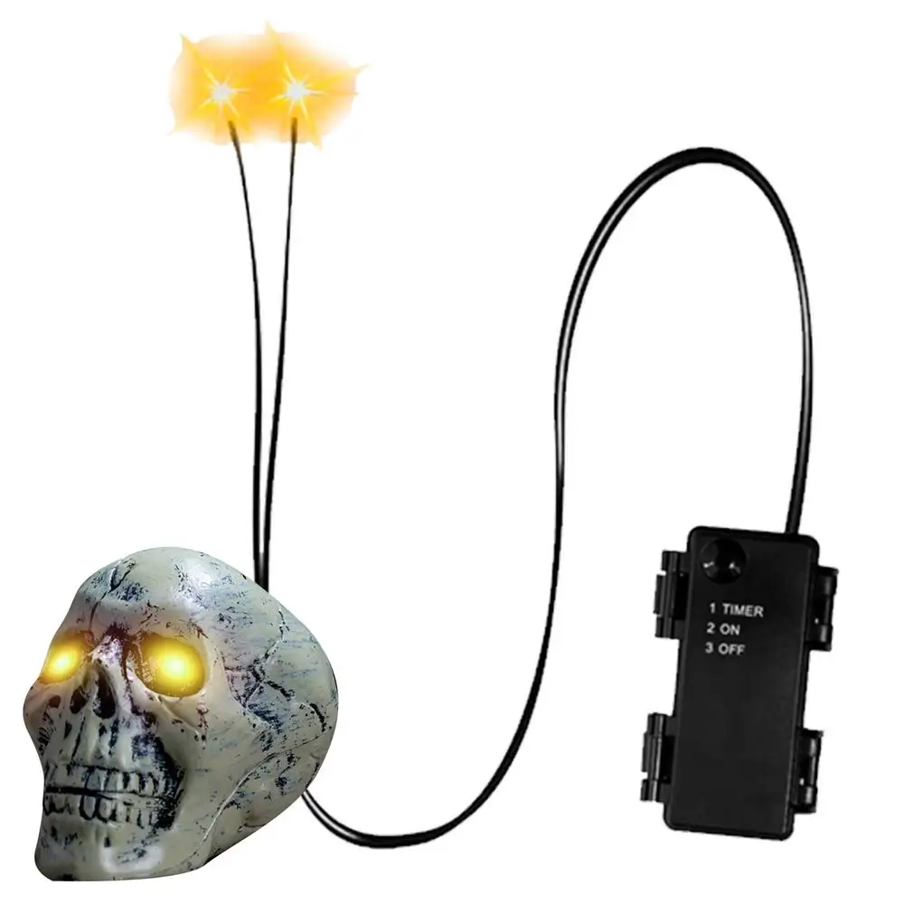 Leuchtende Augen, Halloween-Dekoration mit Timer, LED-Leuchten, Requisiten für Totenköpfe, Kürbisse, Grabsteine, Masken, Halloween-Party-Dekorationen