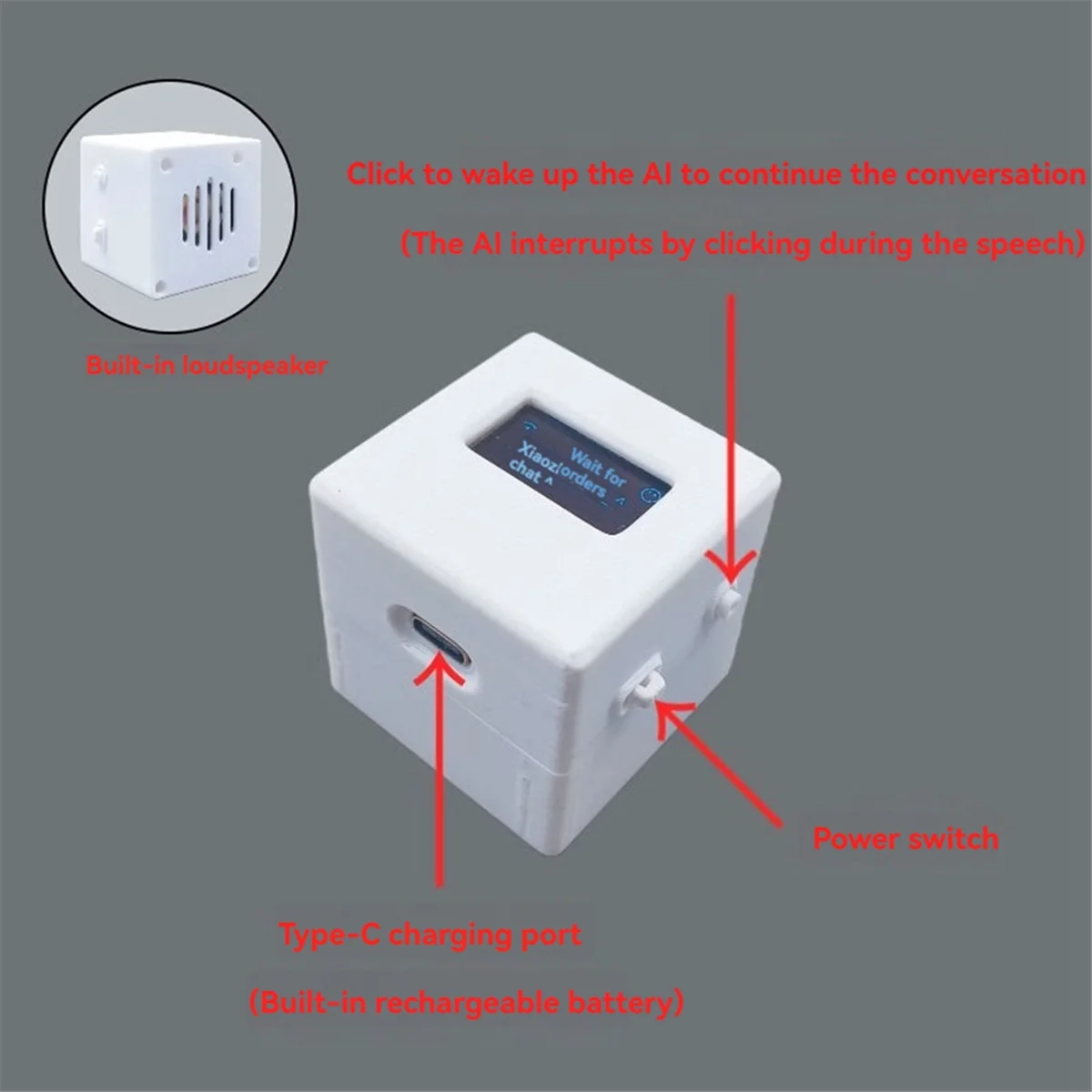 A03R For DeepSeek XiaoZhi AI Voice Chat Robot Box ESP32 C3 with 0.96 Inch OLED Display for AI Voice Chat Consultation