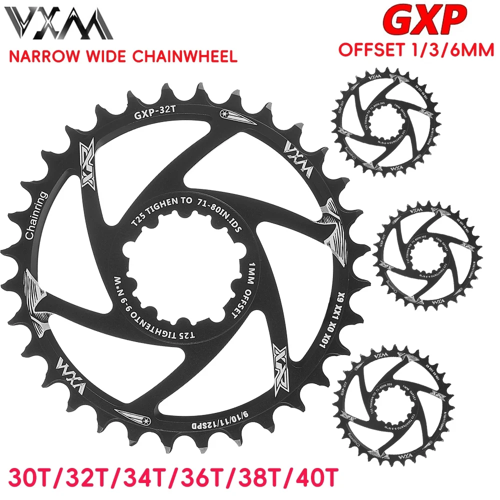 

Mountain Bike GXP Positive and Negative Teeth Bracket 30/34/36/38/40T Offset 3mm Round Aluminum Sprocket Bicycle Accessories