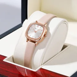 Women Quartz Watch Fashionable Square Leather Casual Minimalist Style Rose Gold Watch 1PC Top brand Girls for Watch Dropshipper