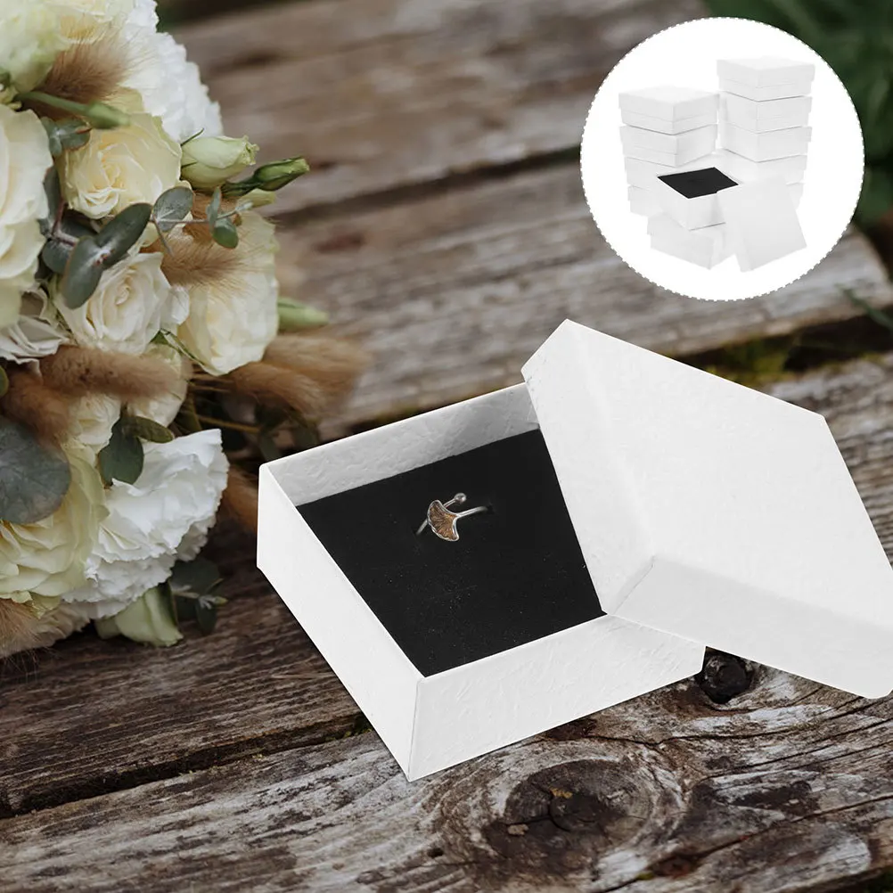 

12pcs Jewelry Box Solid Color Sponge Liner Multi-Purpose Storage For Rings Necklaces Bracelets Earrings Wedding Valentine Gift