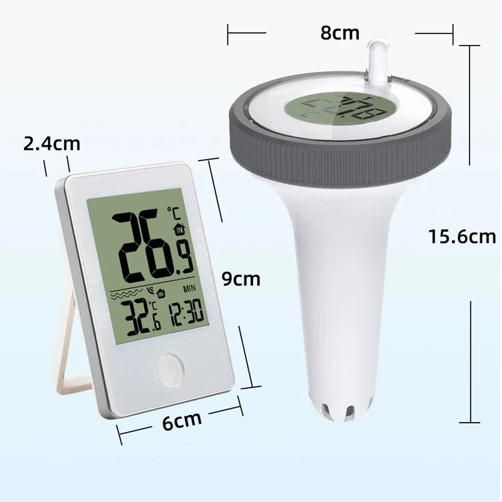 Digital Swimming Pool Thermometer Floating Mini Water Temperature Meter with Wireless Indoor Monitor for Swimming Pool Aquarium