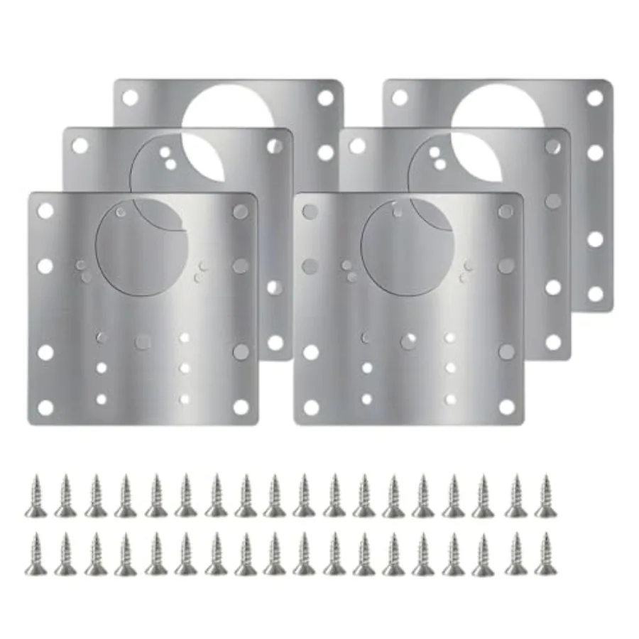 6PCS Cabinet Hinge Repair Plate Kit: Durable Door Hinge Repair Kit Plate Stainless Steel, Large Hinge Repair Board with Mountin