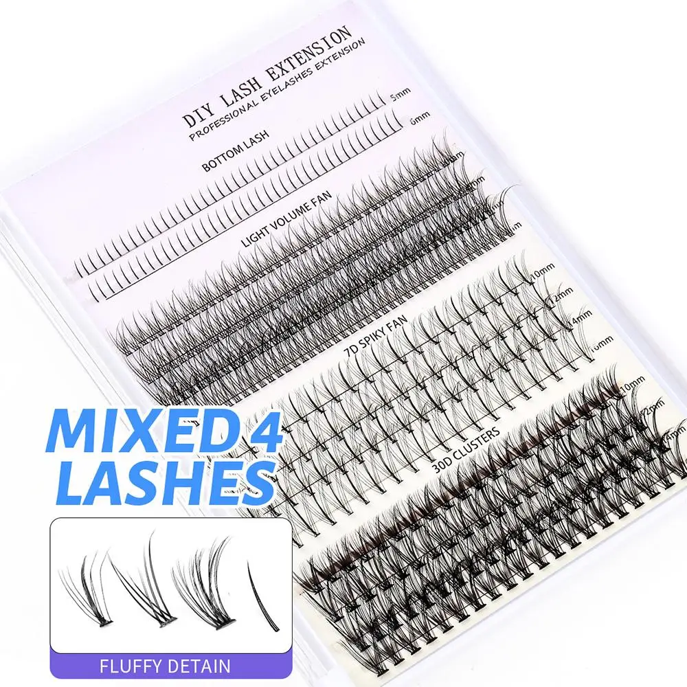 with Applicator and Lash Bond&Seal Lash Extension Kit Mixed 5-16mm Wispy 400Pcs Lash Clusters Natural Look Individual Lashes