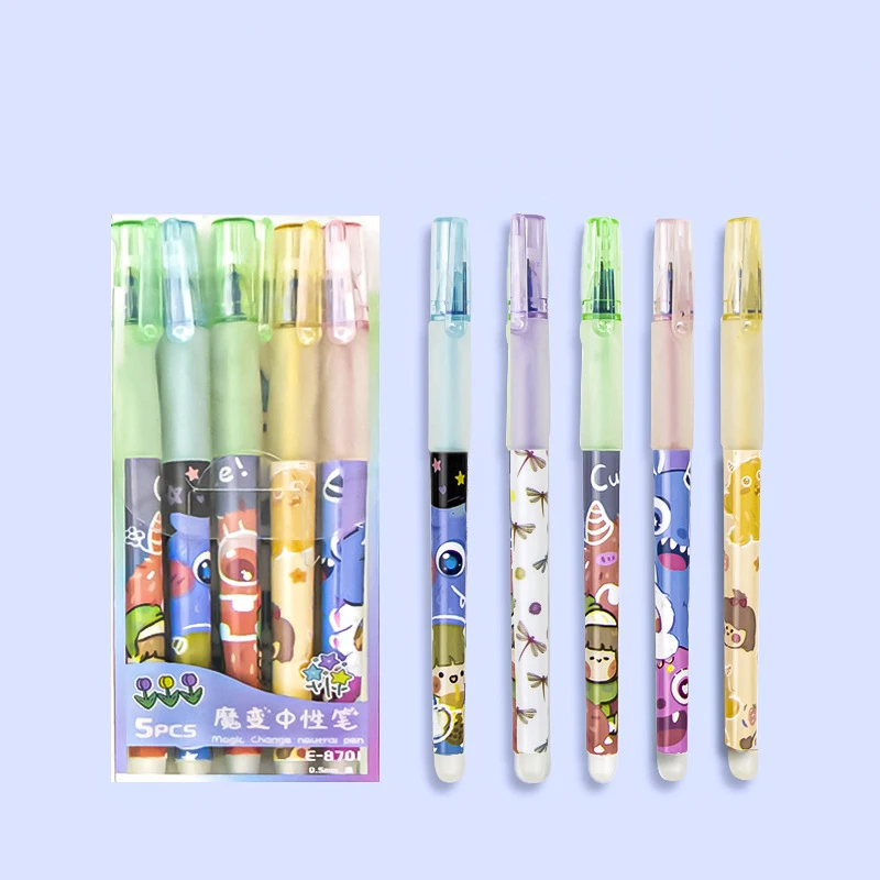 40 pcs/lot Kawaii Girl Erasable Color Change Gel Pen Cute 0.5mm Colored Ink Neutral Pens For Writing Office School Supplies