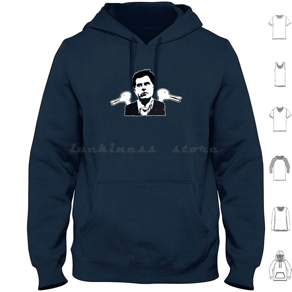 Wittgenstein With Rabbit-Ducks-Philosophy Design Hoodie cotton Long Sleeve Exitentialism Exitentialist Comics Comic Illusion