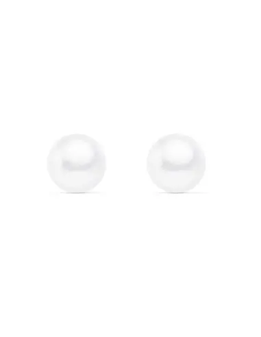 Earrings women/girl gold 18k pearl button 10 mm