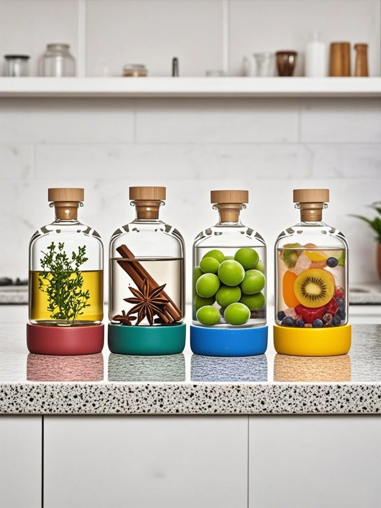 Bar Bartending With Bottomed Juice Drinks Soaking Wine Bottles Homebrew  Fruit Empty