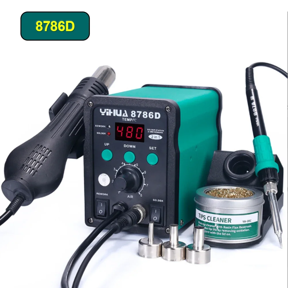 YIHUA 8786D Soldering Iron Hot Air Soldering Station DIY Digital Rework Station Phone Repair BGA SMD Solder Tool Welding Station